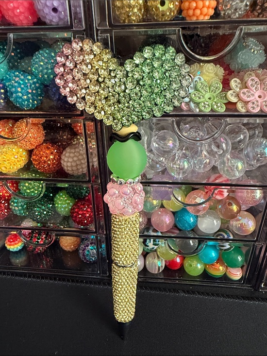 Handmade Other - Green,Pink & Yellow Rhinestone Heart Pen